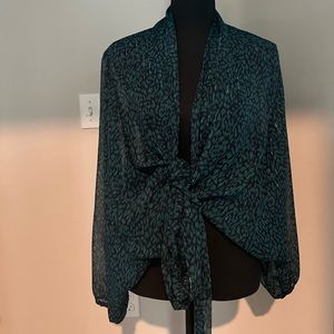 Teal & Navy Front Tie Vici Top.